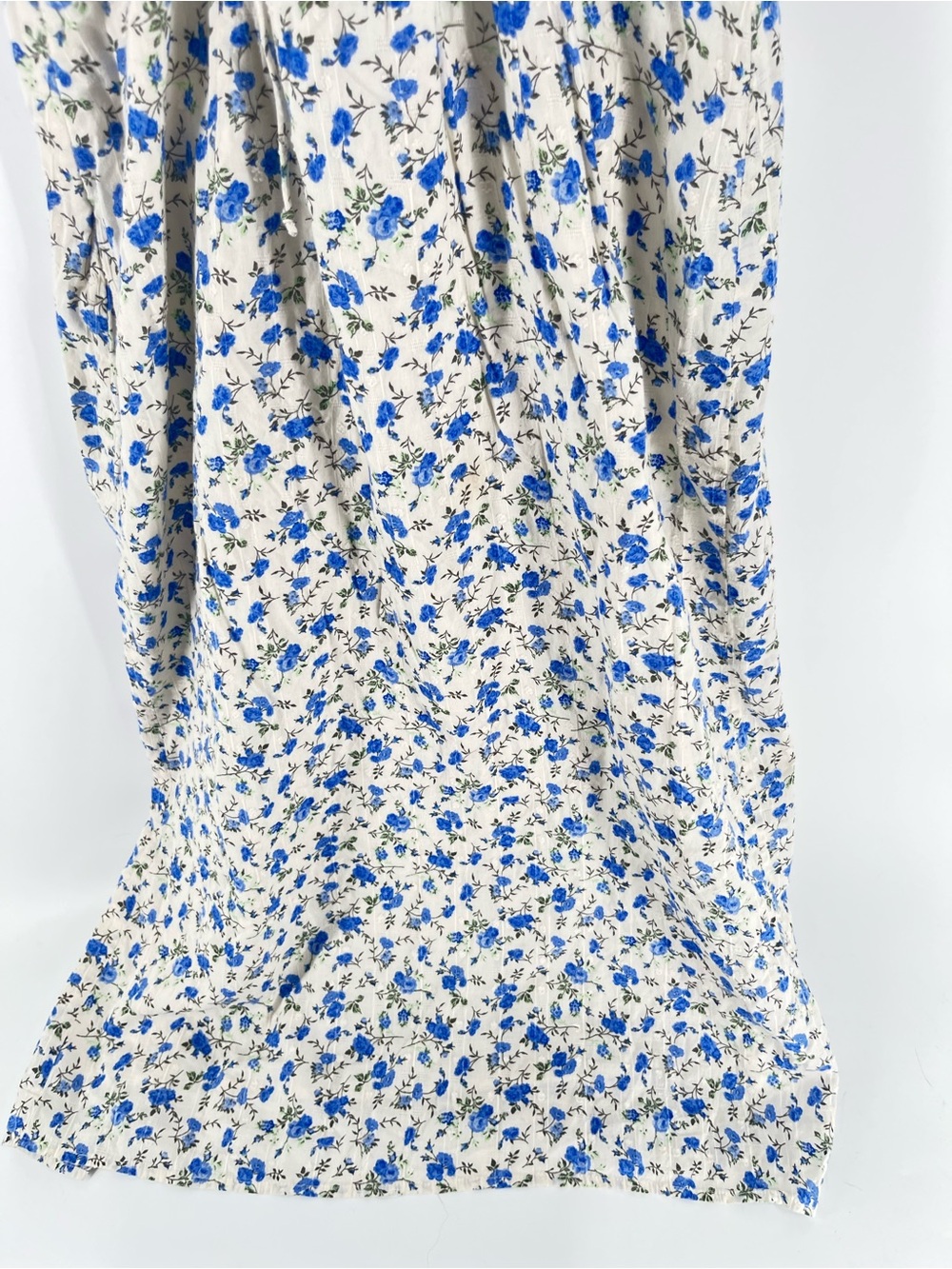 Bershka Blue Floral Corset Midi Dress Lace-Up Back Cotton Lined Women’s L - Picture 14 of 15
